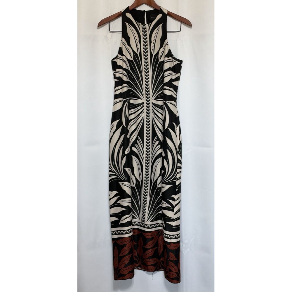 Donna Morgan Sleeveless Column Maxi Black Rust Dress Womens Size 4